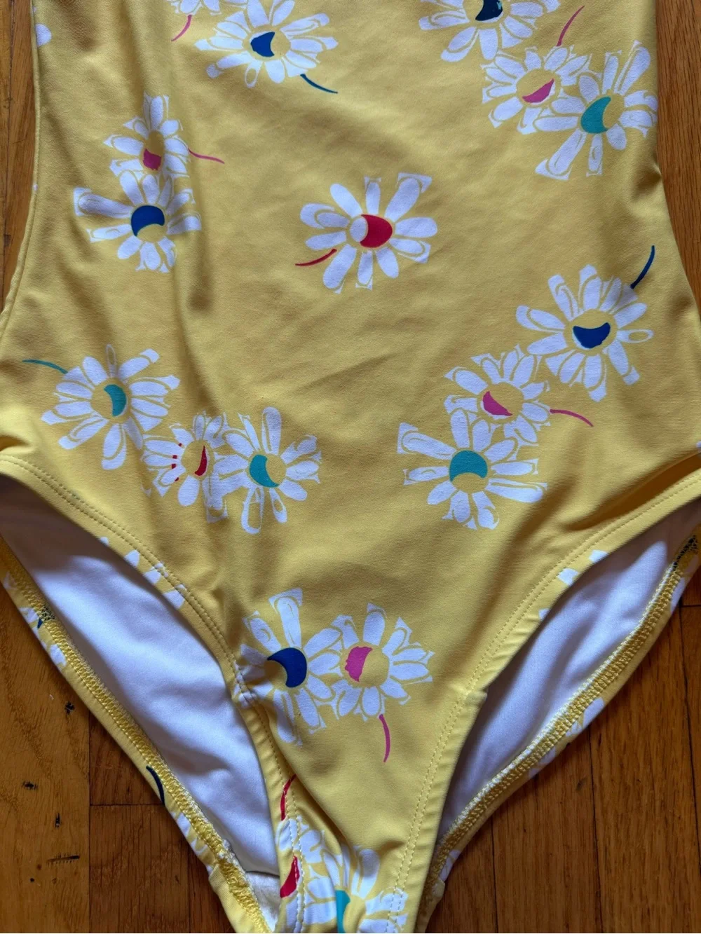 Hanna Andersson Girls' Yellow Daisy One-Piece Swimsuit with Shoulder Ties